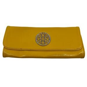 Steve Madden Clutch Purse Flap Mini Handbag Chain Strap Patent Leather Yellow